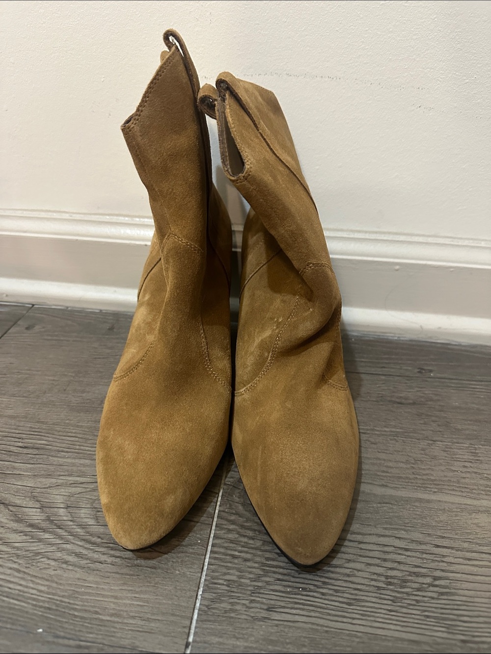 Marc Fisher Tan Suede Pointed Ankle Booties